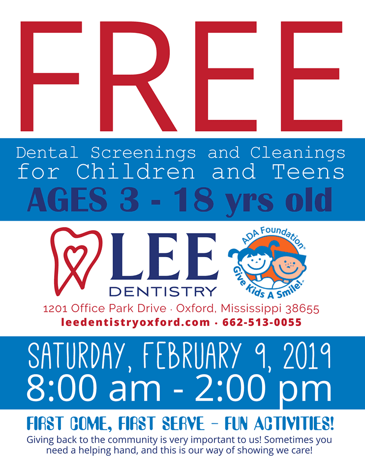 Free Cleanings And Checkups For Children! First Come, First Served!   Lee Family Dentistry